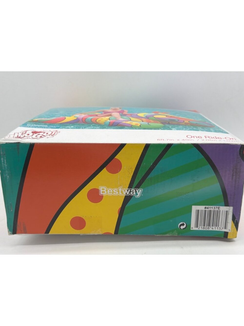Pop Rhino Inflatable Pool Float Ride-On 6ft.7in. x 40in. Colorful Design By Best - Picture 4 of 4